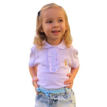 Imagem de Body Branco Gola Polo com Babado Roupa Bebê Menina Saída Maternidade B