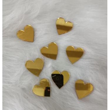 Imagem de 50 peças de apliques em forma de coração em acrílico dourado Espelhado