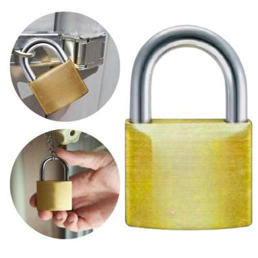 Imagem de Cadeado De Latão Com Chave 50mm Antifurto Para Segurança Portões Janel