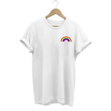 Imagem de Camiseta Feminina Arco Íris Baby Look - SEMPRENALUTA, Branco, P