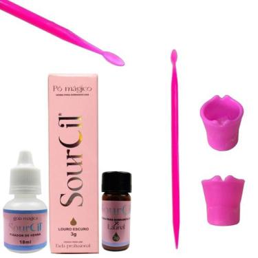 Imagem de Kit Henna Sourcil Sobrancelha  Palito Magico Dosador Dappen Para Mistu