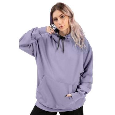 Imagem de Blusa De Moletom Canguru Fechada Feminina Feminino Capuz - Relaxado, L