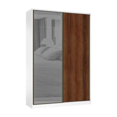 Imagem de Guarda Roupa 2 Portas 159cm Prata/Branco/Nogueira Dourado - LUCIANE