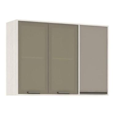 Imagem de Armário Aéreo 120 Cm 1 Porta 2 Portas Ff C/Mocca Laca - LUCIANE