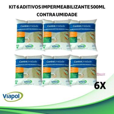 Imagem de Kit 6 Aditivos Impermeabilizantes Contra Umidade 500ml - Viapol