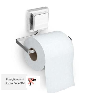 Imagem de Suporte Porta Papel Higiênico Parede Banheiro Cromado Sem Furo Adesivo