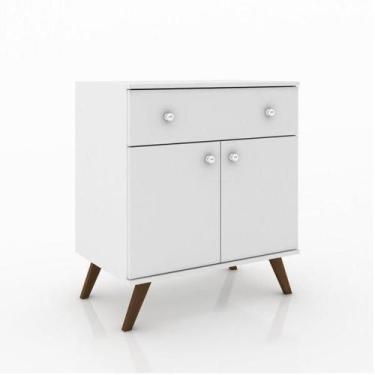 Imagem de Buffet Retrô com 2 Portas e 1 Gaveta - Branco - Movelbento, Branco