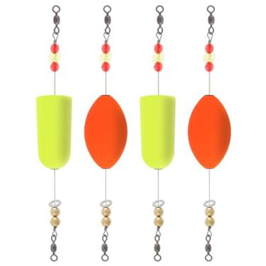 Imagem de OriGlam 4 peças de rolhas flutuantes de água salgada, boias de espuma de pesca, boias de espuma de pesca, boias de caracol, boias pesadas de chocalho para peixe-gato vermelho e truta salpicada