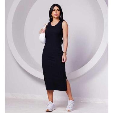 Imagem de Vestido Canelado Midi Básico Modelador Vestido tubinho - T2Click, Pret