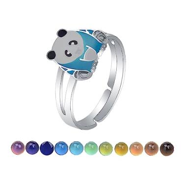 Imagem de AINILOVE Anel que muda de cor com sensor de temperatura oval/tartaruga/borboleta/pinguim animal humor anel de festa de aniversário joias presentes para filha, sobrinha, irmã amigas, Cobre, Sem pedra