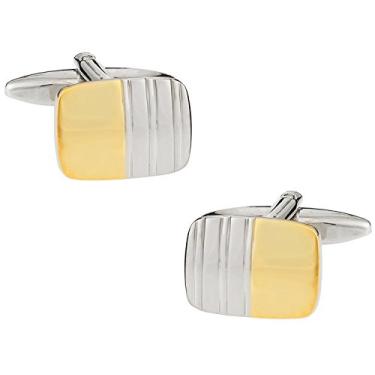 Imagem de Abotoaduras em dois tons douradas e prateadas com caixa de apresentação Cuff-Daddy