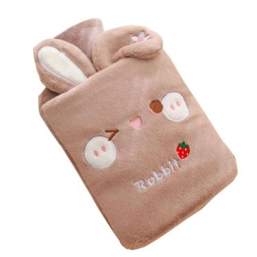 Imagem de Garrafa de água quente com tampa, bolsa de água quente de 2000 ml para compressa quente e fria, aquecedor de pés de mão para coelho de inverno - marrom