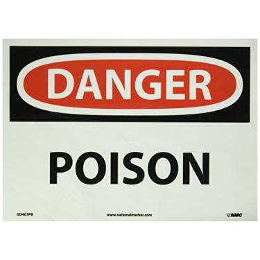 Imagem de NMC Placa GD463PB OSHA, legenda "DANGER - VENENO", 35,5 cm de comprimento x 25,4 cm de altura, poliéster brilhante, preto/vermelho em branco