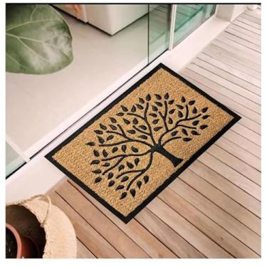 Imagem de Capacho Antiderrapante Fibra De Coco Horizontal 75cm X 45cm Comprimento 75 Cm Desenho Do Tecido Árvore