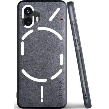 Imagem de AIORIA Capa de couro premium para celular for Nothing Phone 2 com design retrô (cinza)