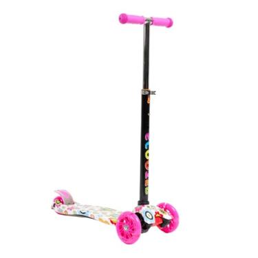 Imagem de Patinete Infantil 3 Rodas, Altura Ajustável, Design Colorido, Base Decorada e Radical (ROSA FLORAL)