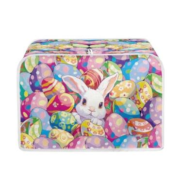 Imagem de UNICEU Ovos coloridos de Páscoa Coelho Bonito 4 Fatias Acolchoadas Torradeiras, Capa de Torradeira à Prova de Poeira Capa de Máquina de Fazer Pão Cozinha Pequeno Aparelho Capa de Poeira