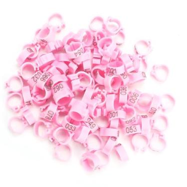 Imagem de 100 Unidades/Saco 8MM 001-100 Anéis de Perna de Plástico Numerados, Não Tóxicos, Reutilizáveis, Design de Clipe Simples de 6 Cores, para Pombos-carta ou Pássaros de 400g, (Rosa)