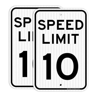 Imagem de (2 Pack) Speed Limit 10 MPH Sign, Slow Down Sign, Traffic Sign, 18" x 12" Engineer Grade Reflective Sheeting, Rust Free Aluminum, Weather Resistant, Waterproof, Fade Resistant, 2 Pre-drilled HolesF