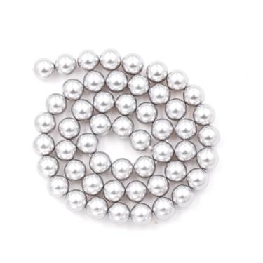 Imagem de Malahill Pérola de vidro para fabricação de joias, pérola estimulante para fabricação de colar de pulseira, vendida 5 fios e 1 rolo de cordão por saco ferro leve de 10 mm