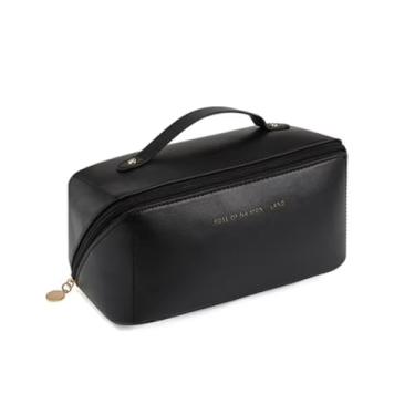 Imagem de Bolsa Necessaire Feminina Blogueira Organizador Maquiagem Cosméticos Viagem Com Alça E-ShopCenter (Preta)