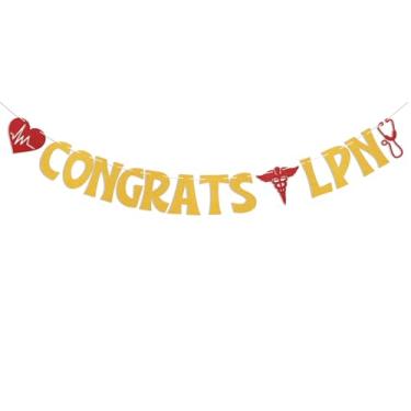 Imagem de Banner Congrats LPN - Banner Congrats Nurse/RN, Future Nurse, 2025 Enfermeira de Enfermagem, Decorações de Festa de Formatura Dourado Glitter