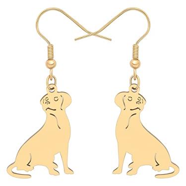 Imagem de DALANE Brincos fofos de aço inoxidável para cães labradores, pingentes, presentes de labrador para mulheres, meninas, crianças, animais de estimação, joias, 26mm x 19mm, Aço inoxidável, Sem pedra