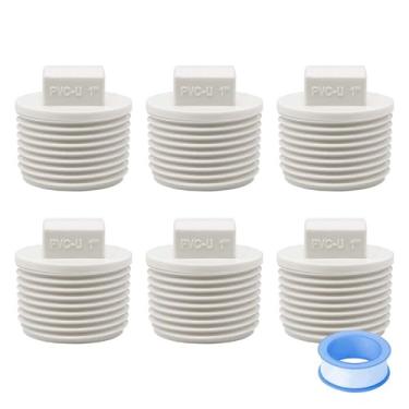 Imagem de HayEastdor 6 peças de encaixes de tubulação de tampa de acoplamento de PVC de 2,5 cm adaptador de plugue de extremidade de tubo de PVC branco SCH40 adequado para tubos ou conexões de rosca macho de