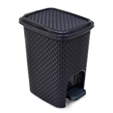 Imagem de Lixeira com Pedal Rattan 7 Litros Preto Arqplast Lixeira Resistente Co