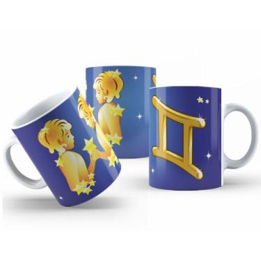 Imagem de Caneca de Cerâmica com Design Astrológico Dourado 325ml - Mecolour