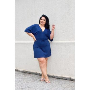 Imagem de Vestido midi Plus size malha fria moda feminina saída de praia manga f