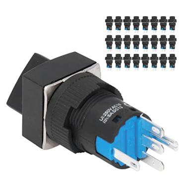 Imagem de 25PCS 16mm 5 pinos seletor rotativo 2 velocidades botão seletor de travamento automático com luz 24V BEM-LA16-11XD/21-F (verde)