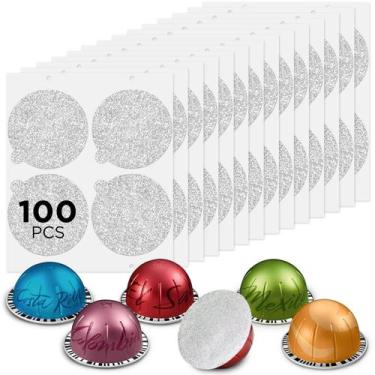 Imagem de Tampas de Alumínio Reutilizáveis para Cápsulas CAPMESSO Vertuo (100 Un