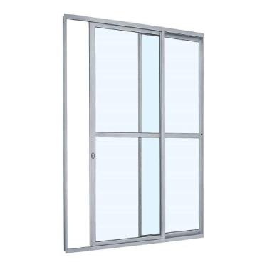 Imagem de Porta de Correr com Divisão Central Alumínio 216 x 160 x 6,6 cm 2 Folh