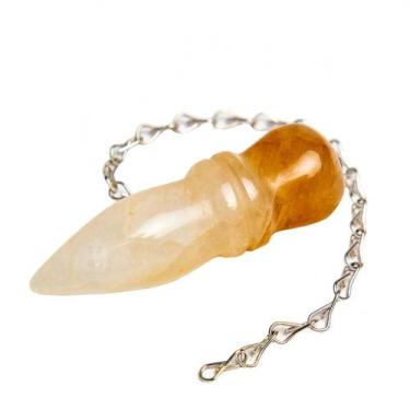 Imagem de Pêndulo Pedra Hematoide Amarelo Natural Lapidação Egípcio - Cristaisde