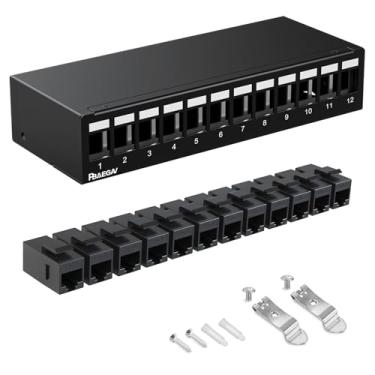 Imagem de PBAEGAV Patch Panel 12 portas com 12 peças Cat6 Keystone Jack 【Certificação CE】 Não blindado sem ferrugem e durável (1U 12Port Cat6 Keystone Jack não blindado)