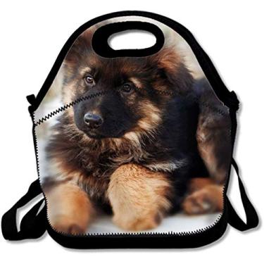 Imagem de Lancheira fofa de pastor alemão para filhotes, lancheira de neoprene com isolamento térmico, lancheira para piquenique, escola, transporte, lancheira, ótimos presentes para crianças e crianças