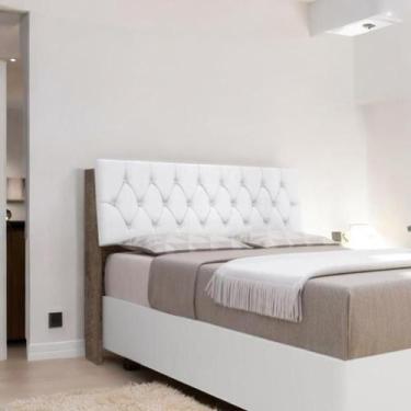 Imagem de Cabeceira Estofada Ísis Queen Chocolate com Capitonê Branco - Framar