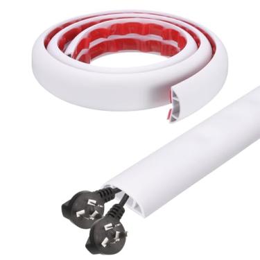 Imagem de HARFINGTON Capa de cabo de 1,2 m L 0,6 x A 0,33 Canal interno PVC esconde extensão, protetor de fios para evitar desvios de cabos, gerenciamento de cabos, branco