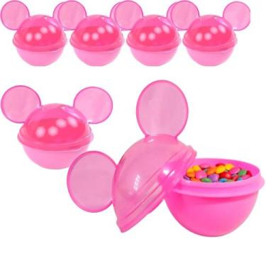 Imagem de Kit 6 Potes Orelha Minnie Rosa Festa Aniversario Lembrança - Plasutil