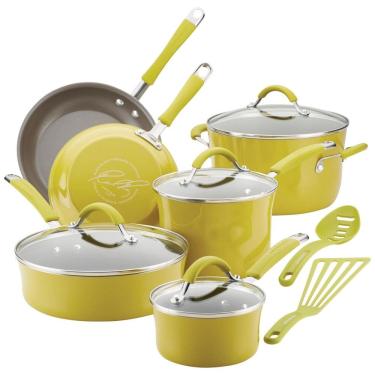 Imagem de Conjunto de Panelas Antiaderentes e Utensílios, 12 Peças, RACHAEL RAY 16806, Verde claro