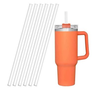 Imagem de 10 Canudo Transparente de Plástico Rígido Reutilizável Stanley Garrafa