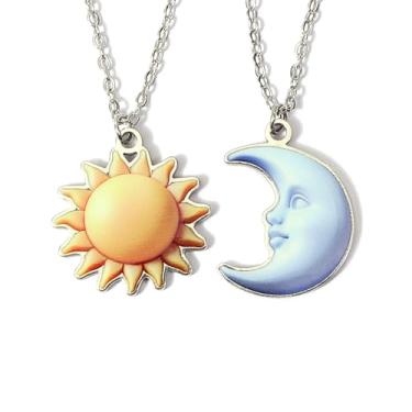 Imagem de MANZHEN 1 par de colares de melhores amigos, design fofo, presente de dia dos namorados, filhote, fantasma, sol e lua, design Bff para 2, 18 Inches, Aço inoxidável, Sem Pedra Preciosa