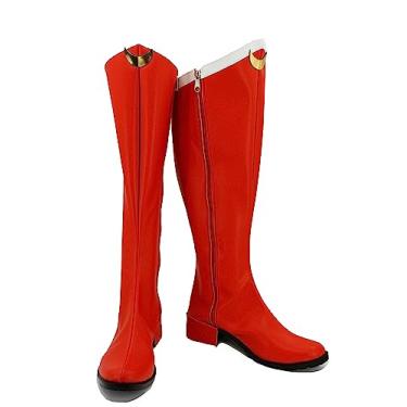 Imagem de Wolancy Botas Cosplay Vermelhas Sapatos de Halloween para Mulheres Adultas, Vermelho, 37