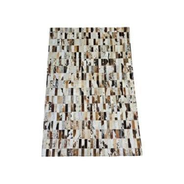 Imagem de Tapete De Couro Natural Legítimo Costurado 1,50 x 1,00 M (Tricolor Tiras)