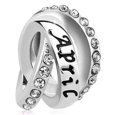 Imagem de MiiFort Berloque feminino com três voltas de pedras de aniversário compatível com pulseiras Pandora presente família aniversário de Natal filha irmã, Metal, Sem Pedra Preciosa