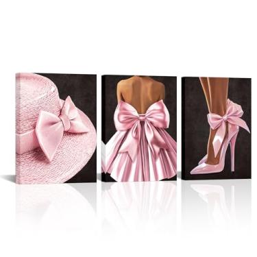 Imagem de Visual Art Decor Arte de parede com arco feminino decoração de quarto infantil imagem de arco coquete faculdade dormitório decoração de parede emoldurada pronta para pendurar 30 x 40 cm x 3 peças