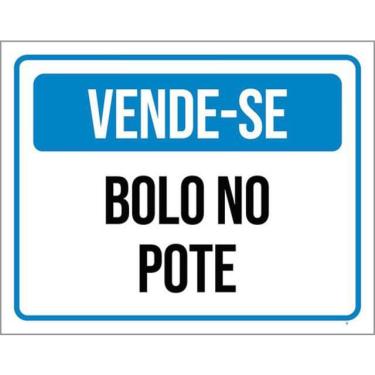 Imagem de Kit 3 Placas Vende-Se Bolo No Pote Azul