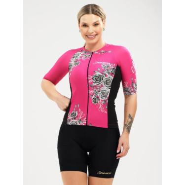 Imagem de Camisa Para Ciclismo Feminina Flowers Pink Savancini (3306), M
