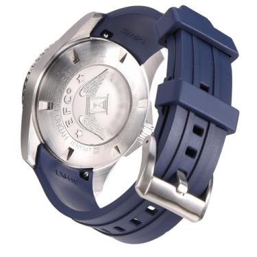Imagem de INO Design Pulseira de relógio StrapXPro (LXH1C) de 21 mm de liberação rápida FKM com extremidade curva de borracha para Longines Hydroconquest/Conquest (versão 2007-2022), azul marinho com fecho